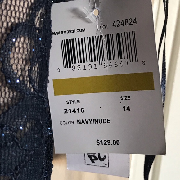 Navy blue / nude NWT evening dress - Picture 7 of 8